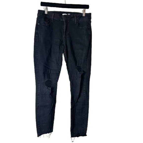 OLD NAVY Rockstar Skinny Ankle Distressed Black Denim Jeans Size 10 - Picture 1 of 12